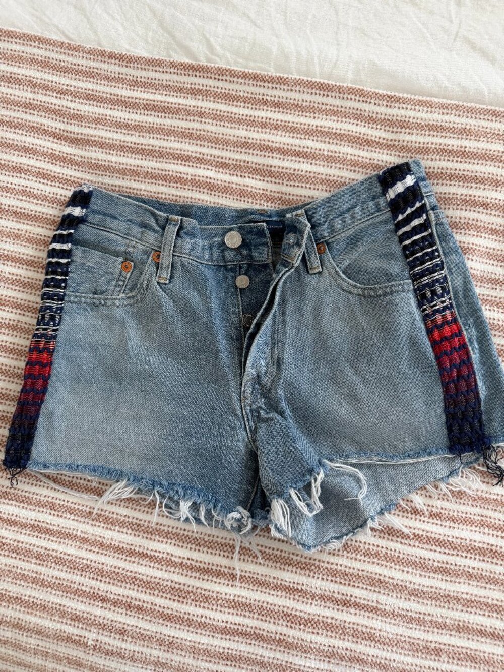 Levi’s Made & Crafted 501 Stripe Denim Shorts Size 25